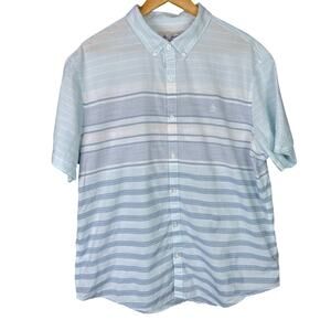 Men's Penguin Striped Short Sleeve Button-Up Lightweight Shirt - XL